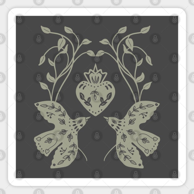 grey birds and heart Magnet by Red Zebra